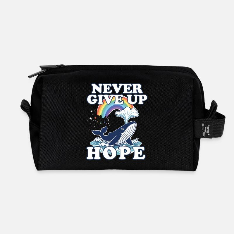 Never give up Hope - Recycled Toiletry Zip Bag - black