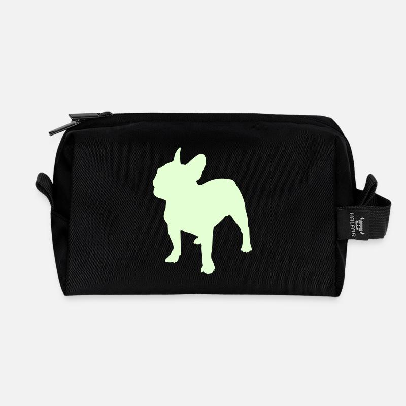 Bulldog Silhouette - Recycled Toiletry Zip Bag - black