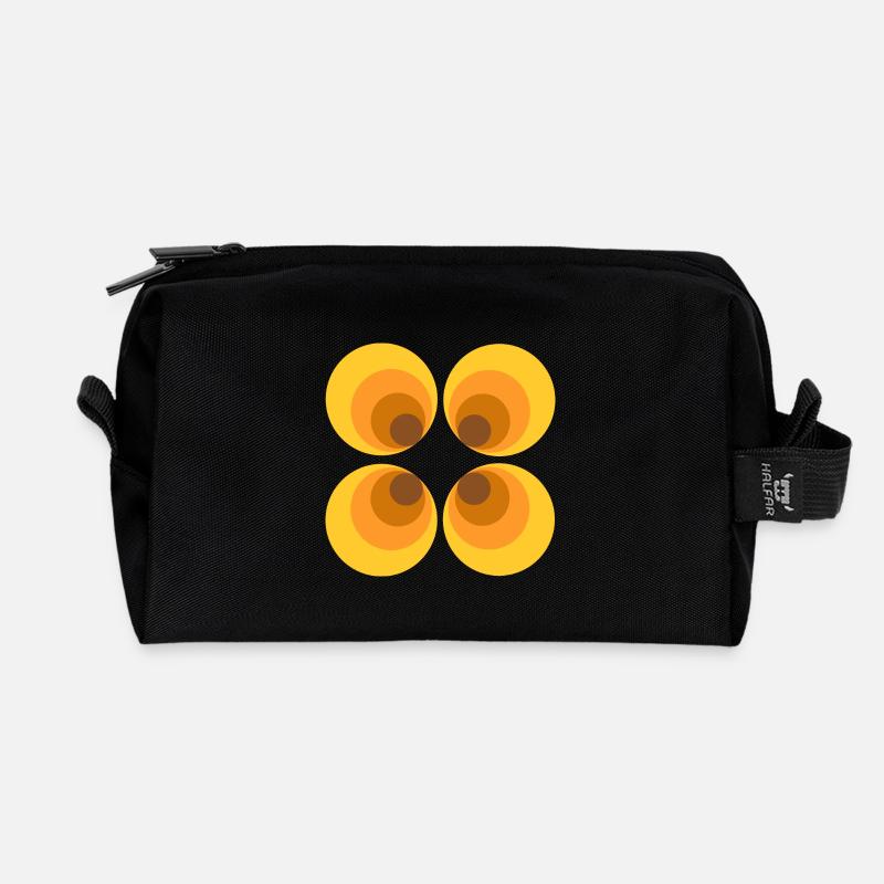 70er Jahre Blume Muster - Recycelte Kulturtasche - Schwarz
