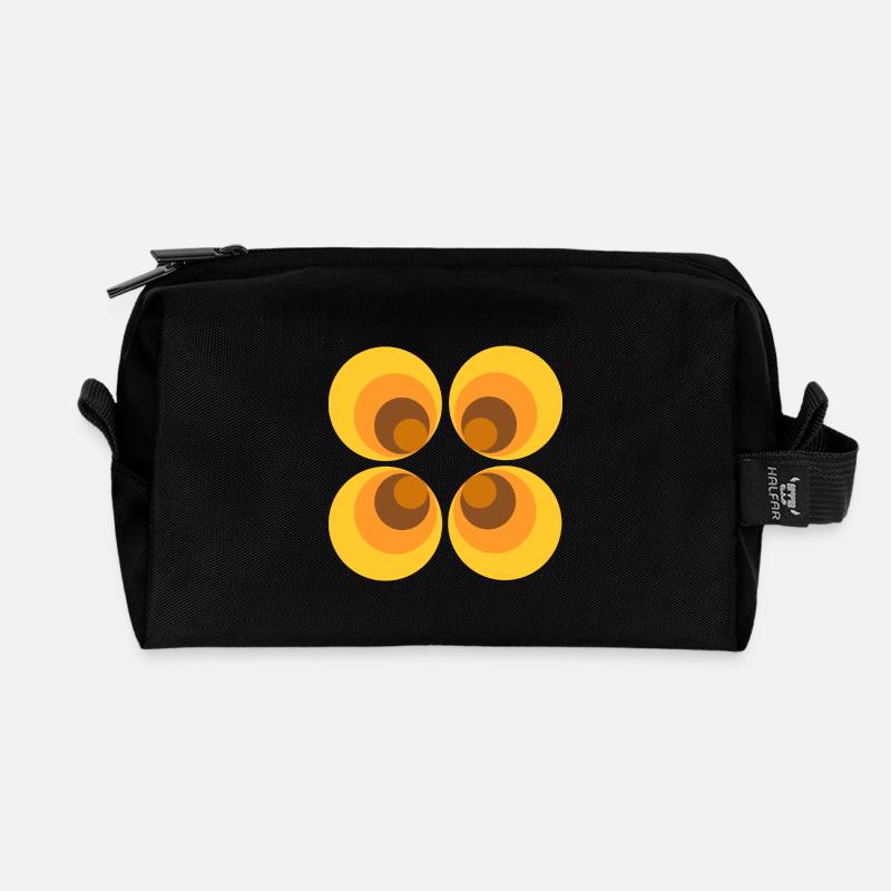 70er Jahre Blume Muster gelb - Recycelte Kulturtasche - Schwarz