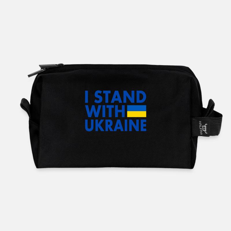 I stand with ukraine - Recycelte Kulturtasche - Schwarz
