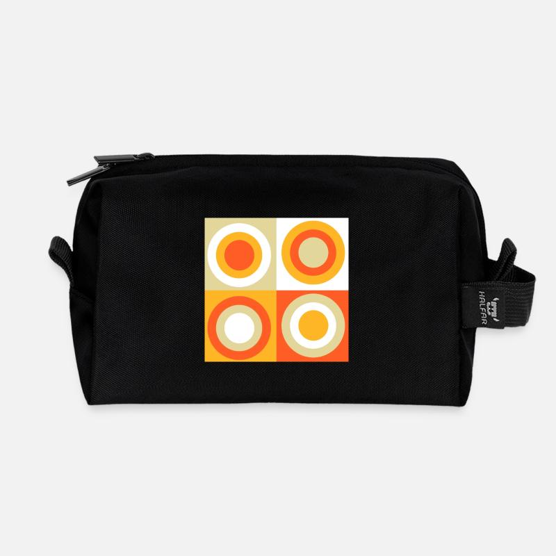 70er Jahre Muster Kreise Kringel - Recycelte Kulturtasche - Schwarz