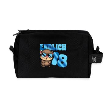 Adult Teen 18th Birthday Age - Otter - Recycled Toiletry Zip Bag - black - Front