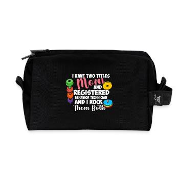Maman et thérapeute comportementale : Je berce les deux ! - Trousse de toilette en tissu recyclé - noir - Devant