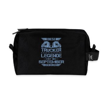 LKW Fahrer September Geburtstag Trucker Fernfahrer - Recycelte Kulturtasche - Schwarz - Vorne
