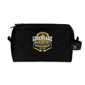 Maschinist Geburtstag November - Recycelte Kulturtasche - Schwarz - Vorne