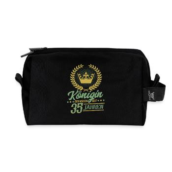 Königin der Herzen seit 35 Jahren - Recycelte Kulturtasche - Schwarz - Vorne