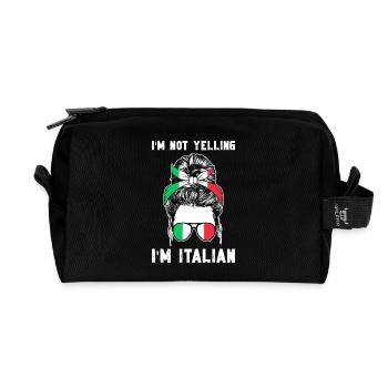 Italian Italy Funny Saying Gift Idea - Recycled Toiletry Zip Bag - black - Front