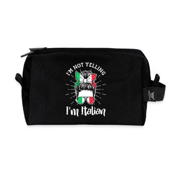 Italian Italy Funny Saying Gift Idea - Recycled Toiletry Zip Bag - black - Front