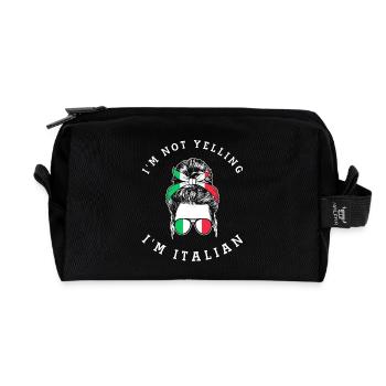Italian Italy Funny Saying Gift Idea - Recycled Toiletry Zip Bag - black - Front