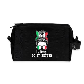 Italian Italy Funny Saying Gift Idea - Recycled Toiletry Zip Bag - black - Front