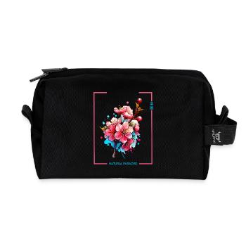 Japan Kirschblüte Minimalistisch Aquarell - Recycelte Kulturtasche - Schwarz - Vorne