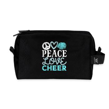 Peace Love Cheer Design - Recycelte Kulturtasche - Schwarz - Vorne