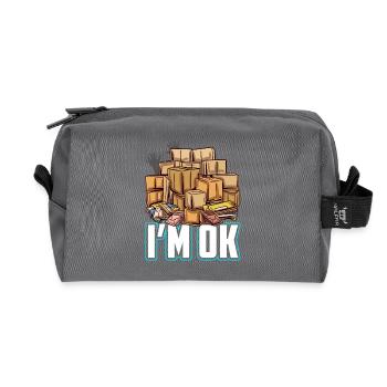 I'm Ok - Funny Postman Motif - Recycled Toiletry Zip Bag - anthracite - Front