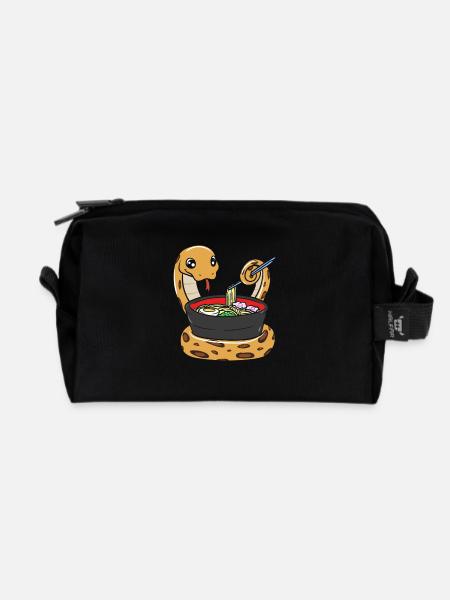 Königspython Isst Ramen - Recycelte Kulturtasche - Schwarz