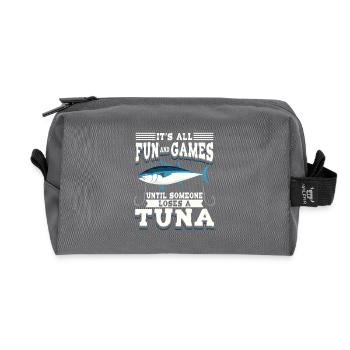 Humour au thon pour les pêcheurs en haute mer - Trousse de toilette en tissu recyclé - anthracite - Devant