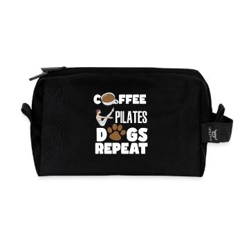 Pilates Kaffee Hundeliebe Lifestyle Design - Recycelte Kulturtasche - Schwarz - Vorne