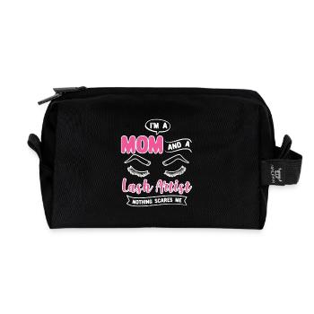 Mom & Lash Artist Make-Up Artist Humor - Recycled Toiletry Zip Bag - black - Front