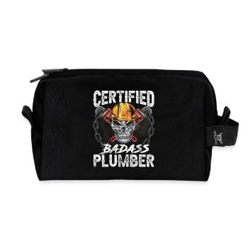 Certified Badass Plumber Heating Engineer Saying - Recycled Toiletry Zip Bag - black - Front