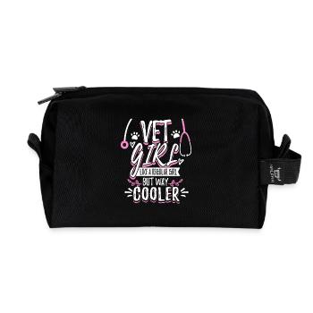 Vet Girl - Saying for Veterinary Assistant - Recycled Toiletry Zip Bag - black - Front