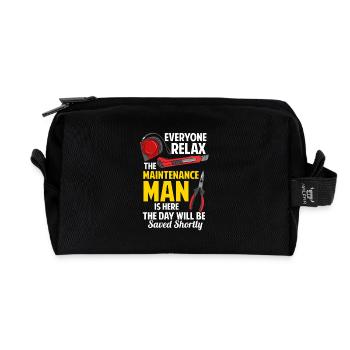 Mechanic Saves The Day Maintenance Technician Saying - Recycled Toiletry Zip Bag - black - Front