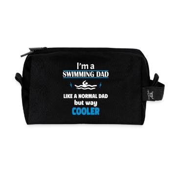 Ich bin ein Schwimm Papa - Recycelte Kulturtasche - Schwarz - Vorne