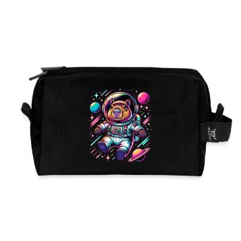 Capybaras Mignon Capybara Astronaute - Trousse de toilette en tissu recyclé - noir - Devant