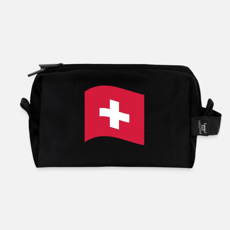 Schweiz, Schweizer Fahne - Recycelte Kulturtasche - Schwarz