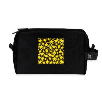 Goldene Sterne Gelb Weihnachten Geschenkidee - Recycelte Kulturtasche - Schwarz - Vorne