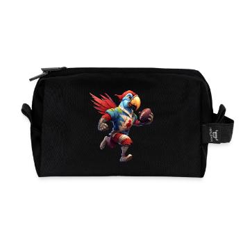 Papageien Rugby / Rugbyspieler Papagei - Recycelte Kulturtasche - Schwarz - Vorne