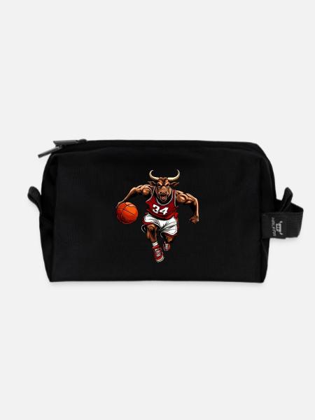Basketball Bull - Recycled Toiletry Zip Bag - black
