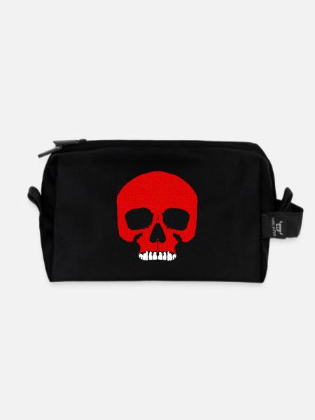 Roter Totenkopf mit Rissmuster / Schädel - Recycelte Kulturtasche - Schwarz