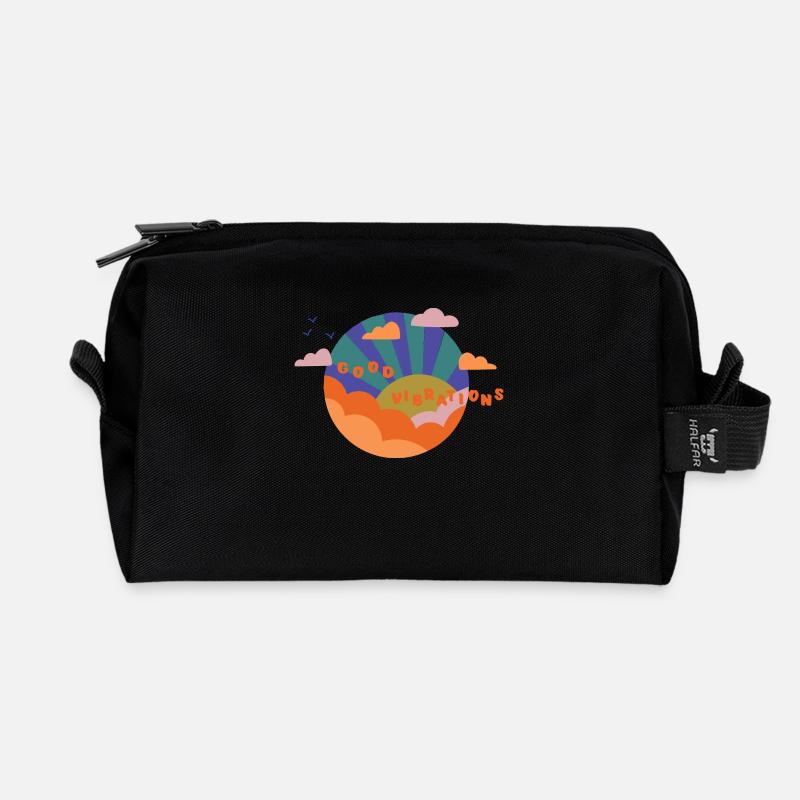 Good Vibrations - Gift Idea - Good Mood - Recycled Toiletry Zip Bag - black