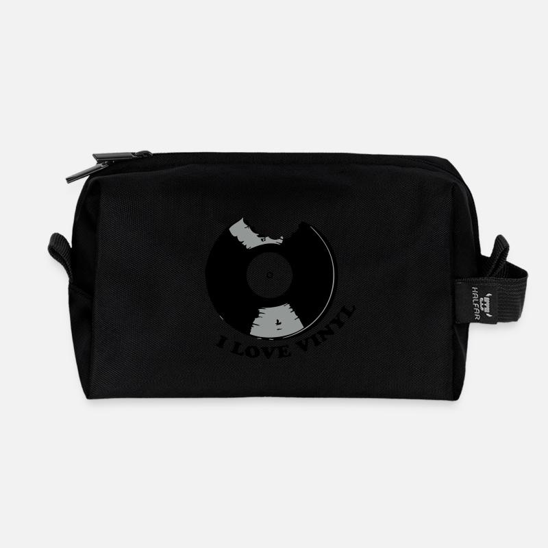 I Love Vinyl - Recycled Toiletry Zip Bag - black