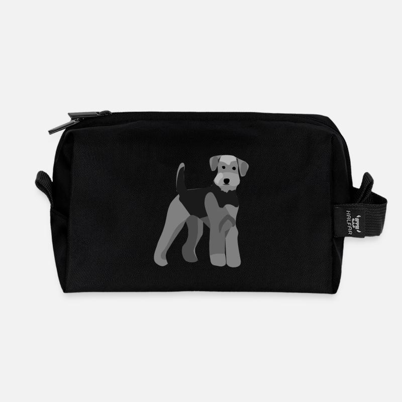 Airedale Terrier vorne - Recycelte Kulturtasche - Schwarz