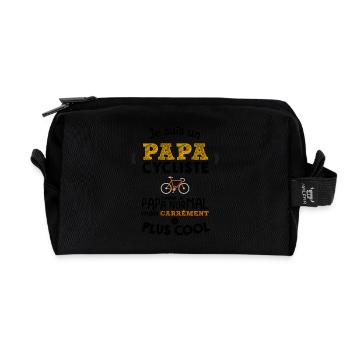 Je suis un papa cycliste - Trousse de toilette en tissu recyclé - noir - Devant
