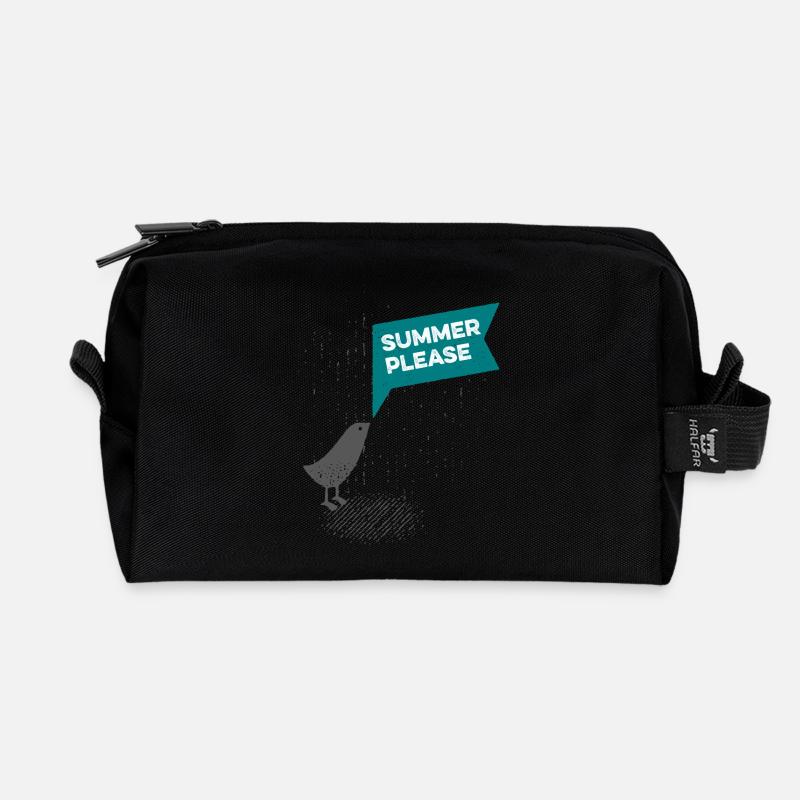 Süßer Vogel im Regen - Summer please - Recycelte Kulturtasche - Schwarz