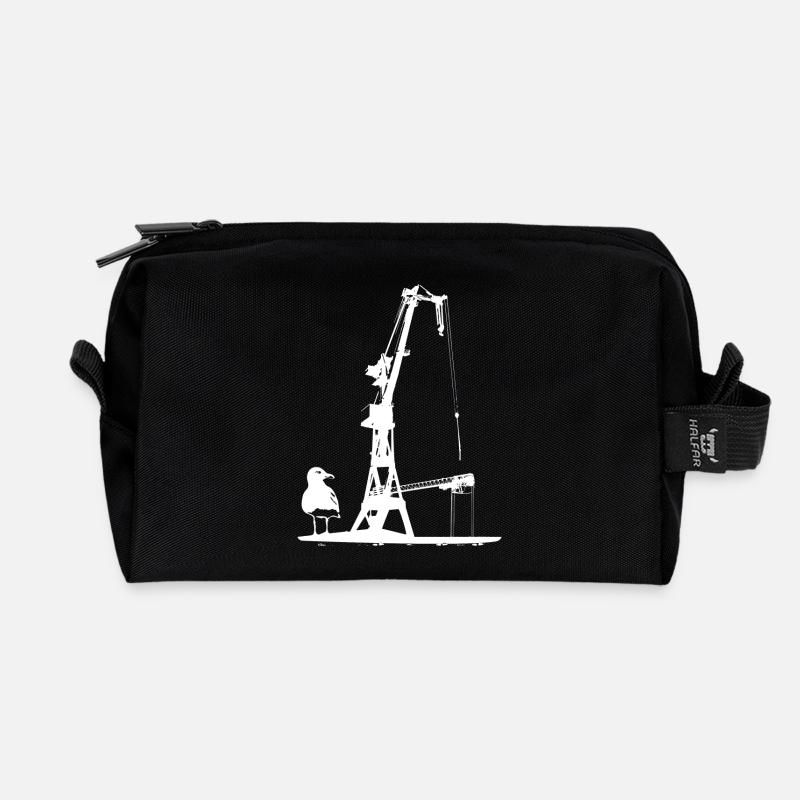 Hafenkran Werft Schiffsbau Dock Hamburg Möwe - Recycelte Kulturtasche - Schwarz