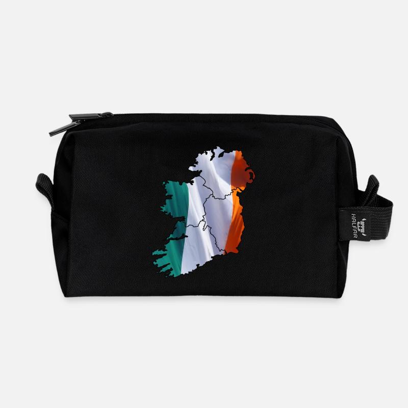 Ireland flag mapped - Recycled Toiletry Zip Bag - black