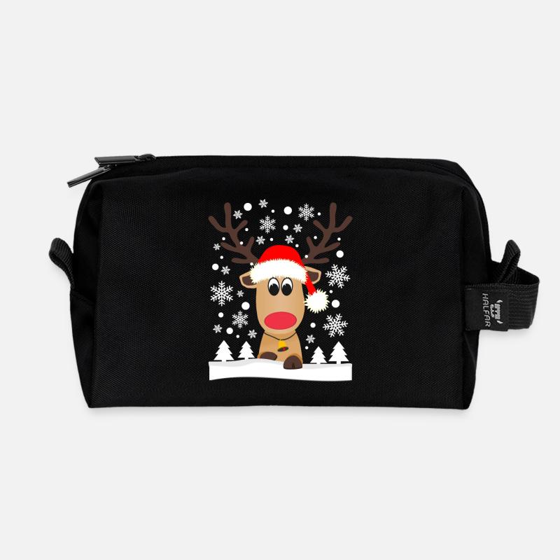 Rentier Schneeflocken Weihnachten Lustig - Recycelte Kulturtasche - Schwarz