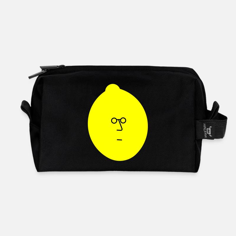 Zitrone mit Gesicht - Recycelte Kulturtasche - Schwarz