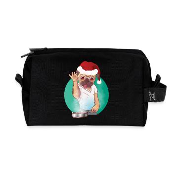 Kochender Hund mit Brille und Weihnachtsmütze - Recycelte Kulturtasche - Schwarz - Vorne