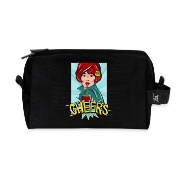 Cheers Popart - Recycelte Kulturtasche - Schwarz - Vorne