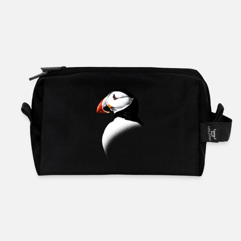 Atlantic Puffin - Recycled Toiletry Zip Bag - black