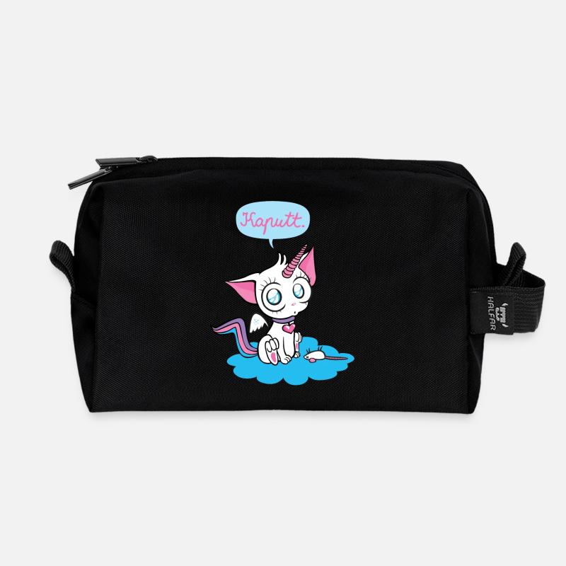Unicornkitty - Einhorn Katze - Recycelte Kulturtasche - Schwarz