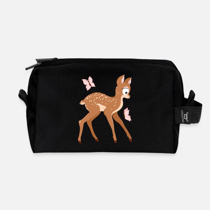 Reh aus Wald-Serie - Recycelte Kulturtasche - Schwarz
