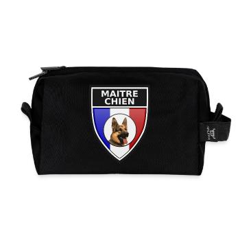 Ecusson noir maitre-chien berger allemand - Trousse de toilette en tissu recyclé - noir - Devant