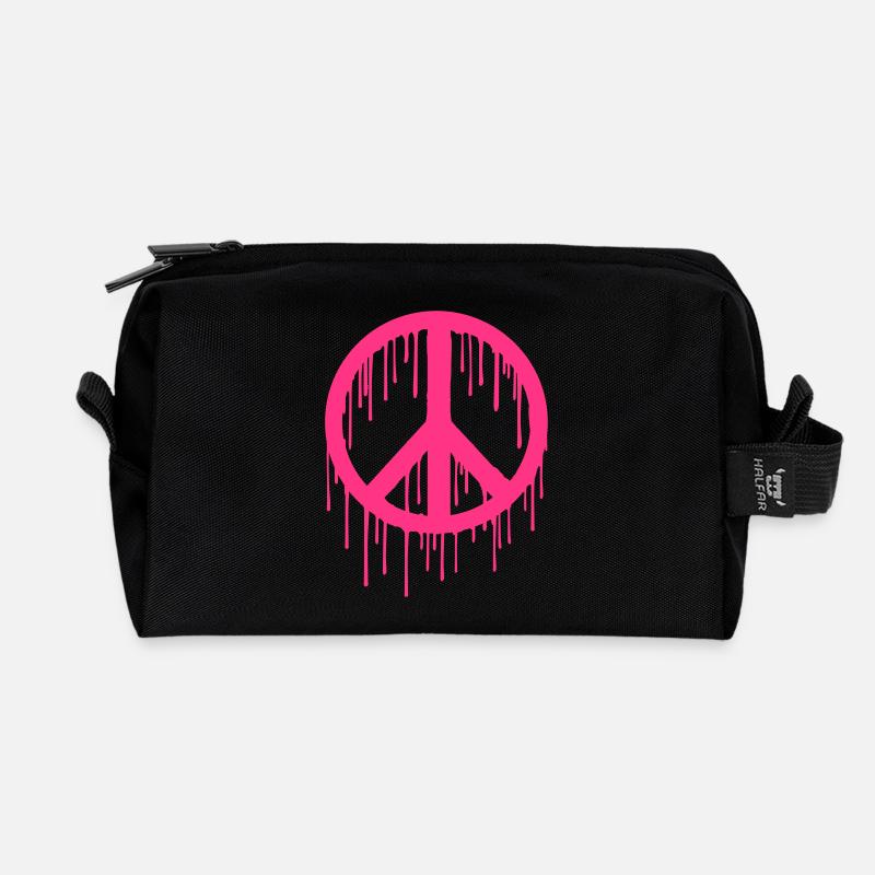 Trendy modern Graffiti style Peace - Recycled Toiletry Zip Bag - black