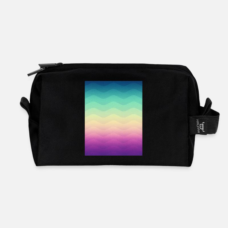 Minimal Geometry Waves (Rainbow) - Phone Case - Recycled Toiletry Zip Bag - black