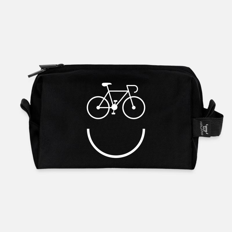 Cycling - Smile and Ride - Recycled Toiletry Zip Bag - black